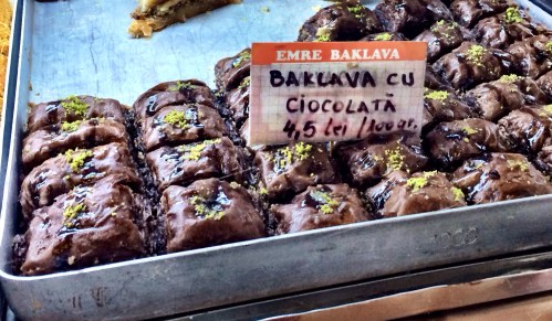 Baklava made with chocolate and soaked in chocolate syrup